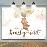 A Niedlich Teddy Tragen mit Luftballons babydusche Hintergrund